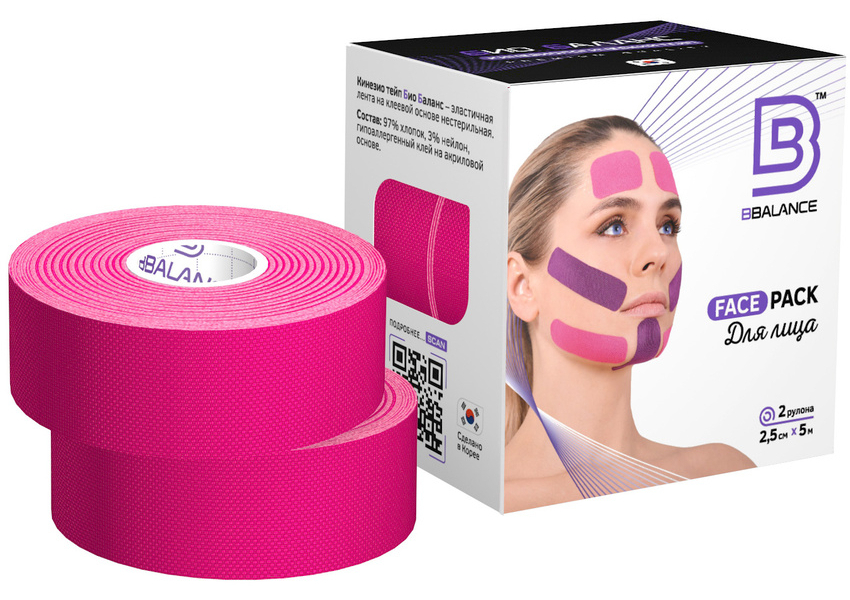 

Кинезиотейп Bbalance Face Tape розовый 12462-21588, Face Tape