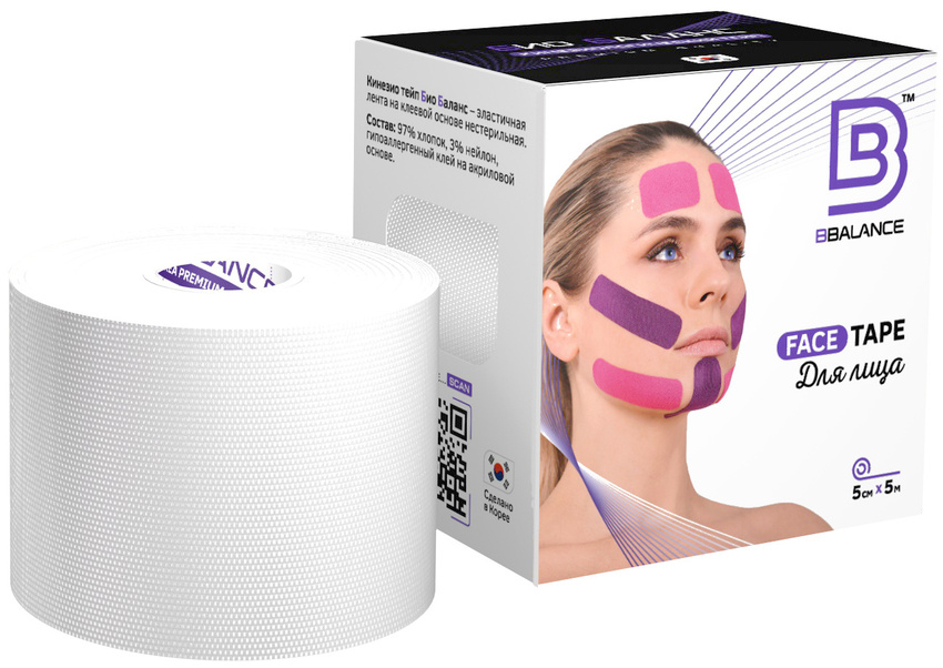 

Кинезиотейп Bbalance Face Tape белый 11622-20354, Face Tape