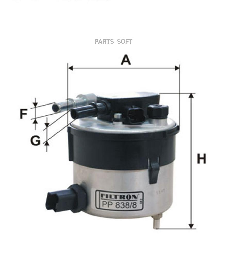 

Pp 838/8_фильтр топливный ford fiesta/c-max/focus/fusion 1.6tdci, volvo s40/v50/c30 1.6d