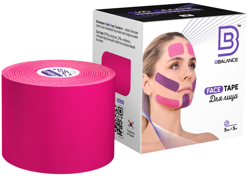 Кинезиотейп Bbalance Face Tape розовый 11624-20356