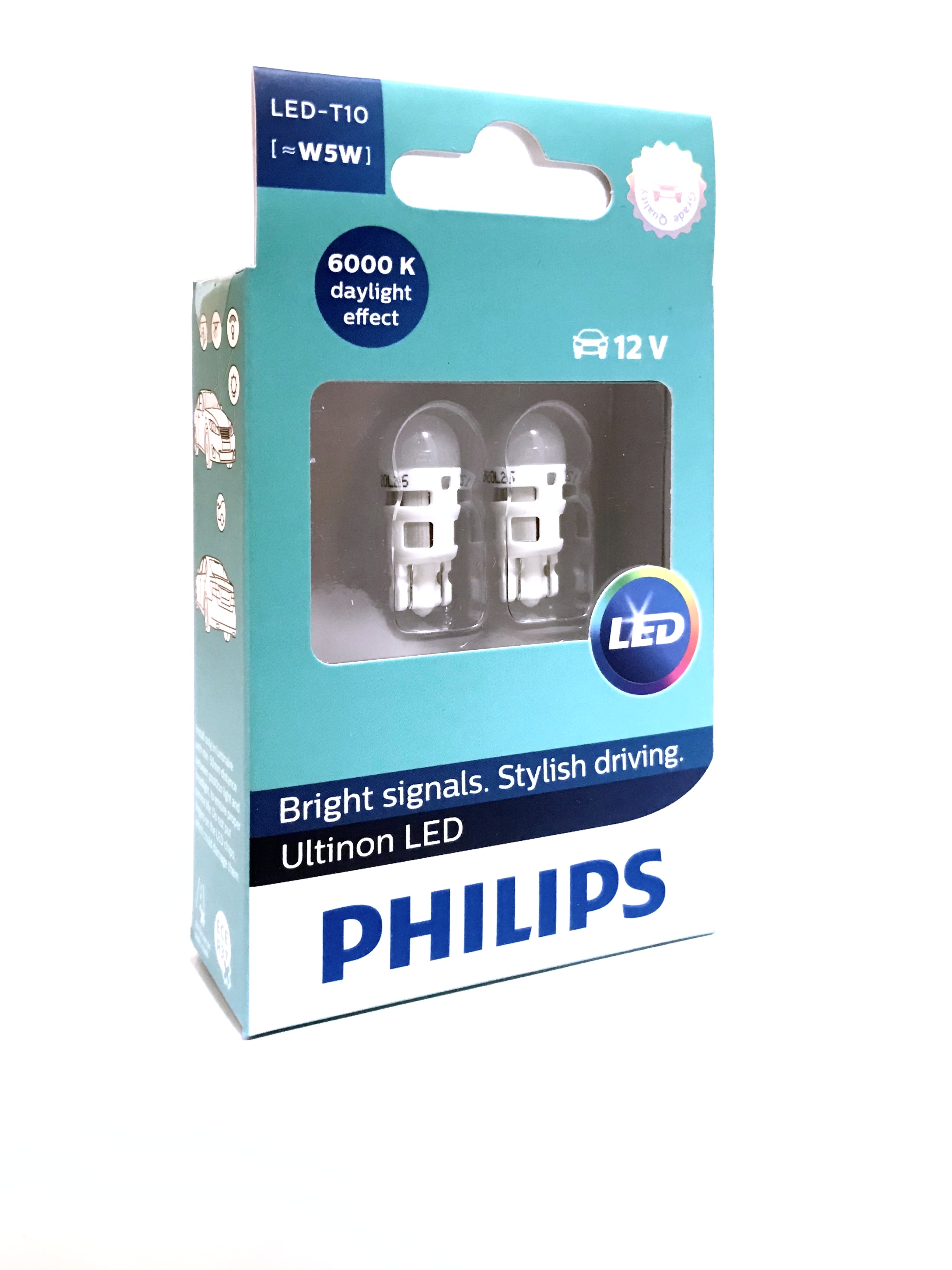 фото Светодиодные лампы philips ultinon led w5w t10 6000k 11961ulwx2 комплект 2 штуки