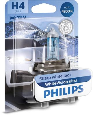 

Лампа H4 Whitevision Ultra, 1шт В Блистере Philips арт. 12342WVUB1