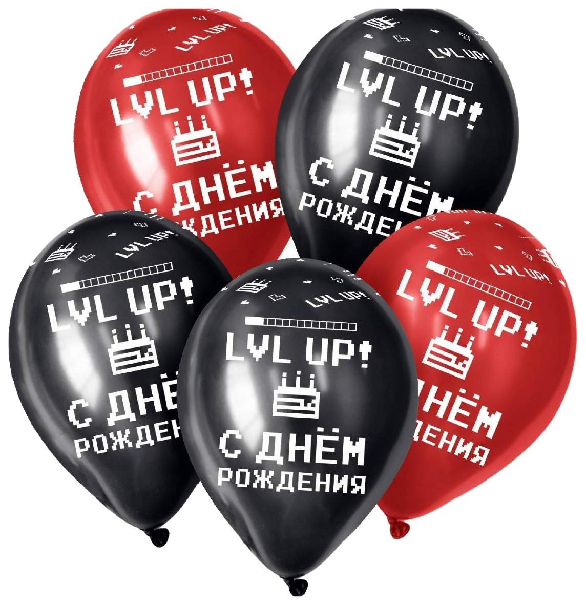 

Шар латексный 12 С Днём рождения Геймеру 2, пастель, набор 15 шт., цвет черный, красный, День рождения