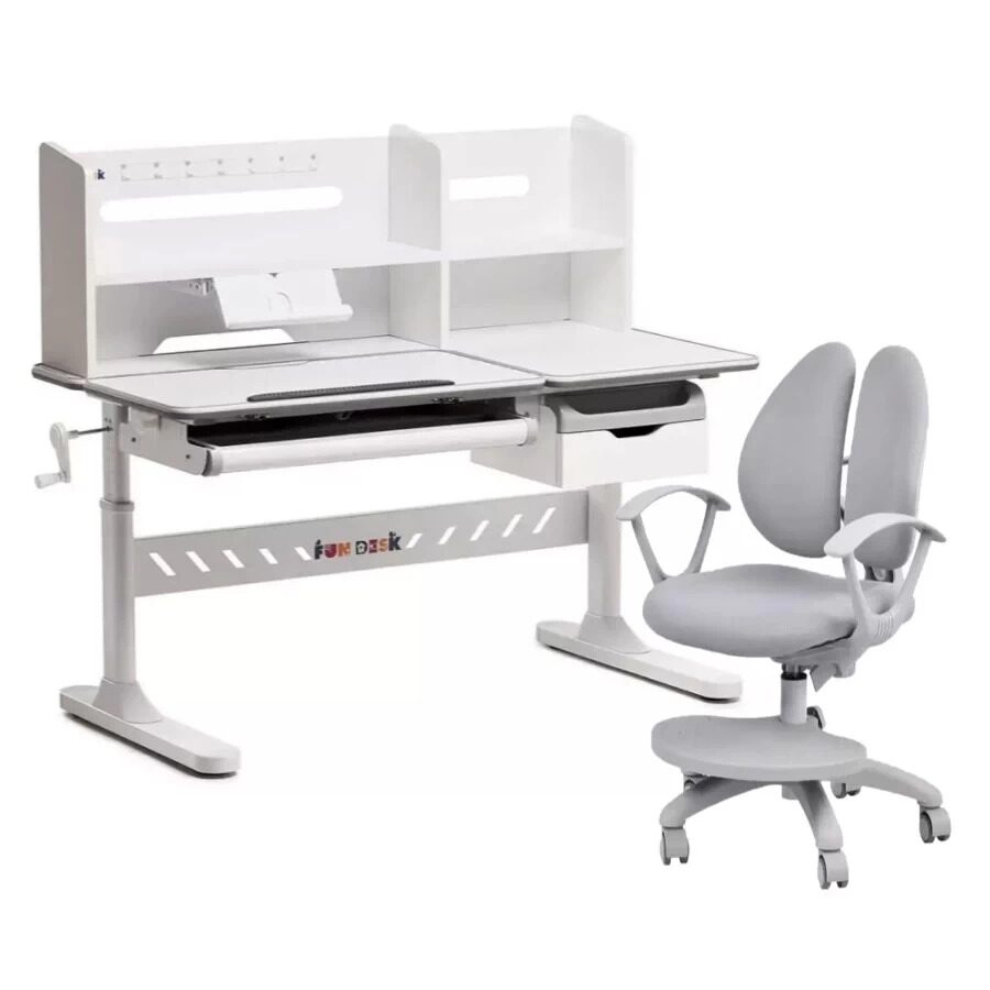

Комплект FunDesk парта Fiore II Grey, кресло Fresco Grey 190047222540, Серый