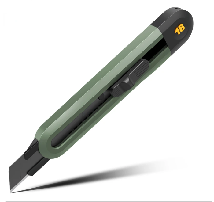 Нож универсальный Deli, HT4018L, с выдвижным лезвием 18мм, зеленый