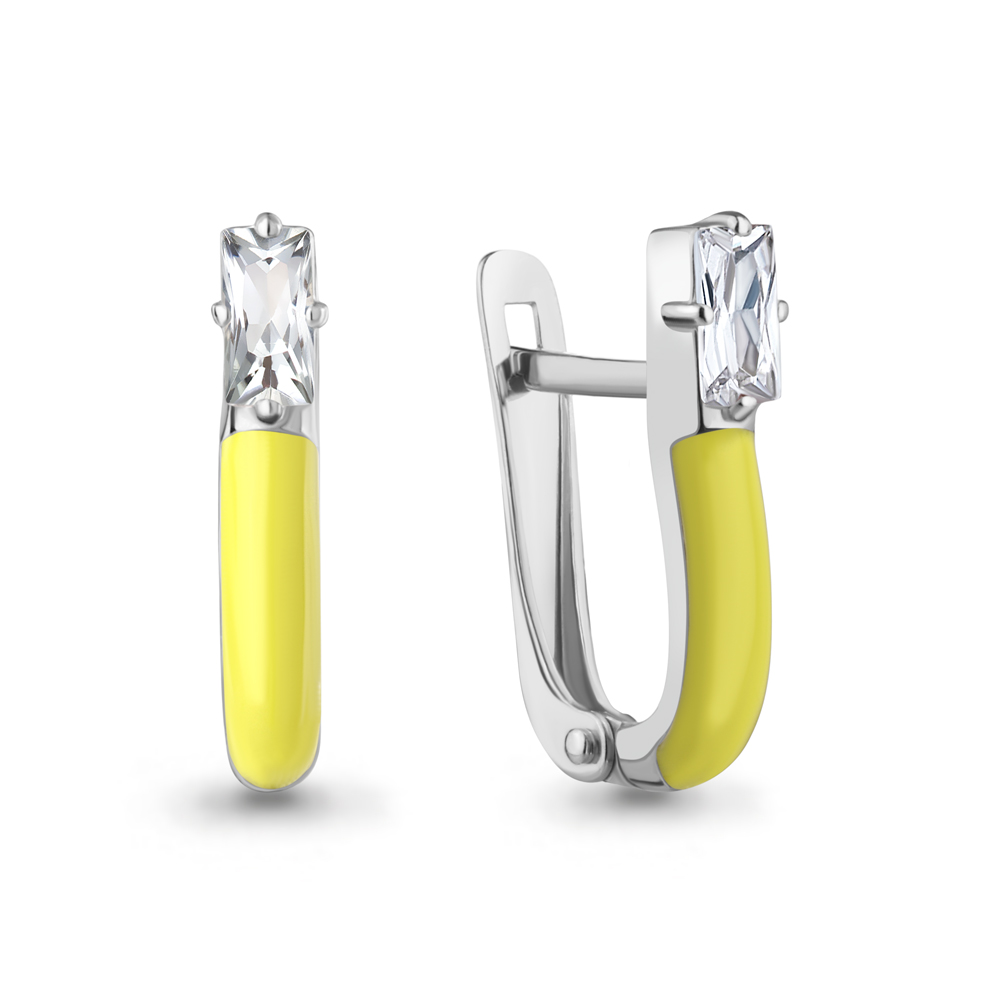 

Серьги из серебра с фианитом/эмалью Aquamarine 49893, 49893_925_р