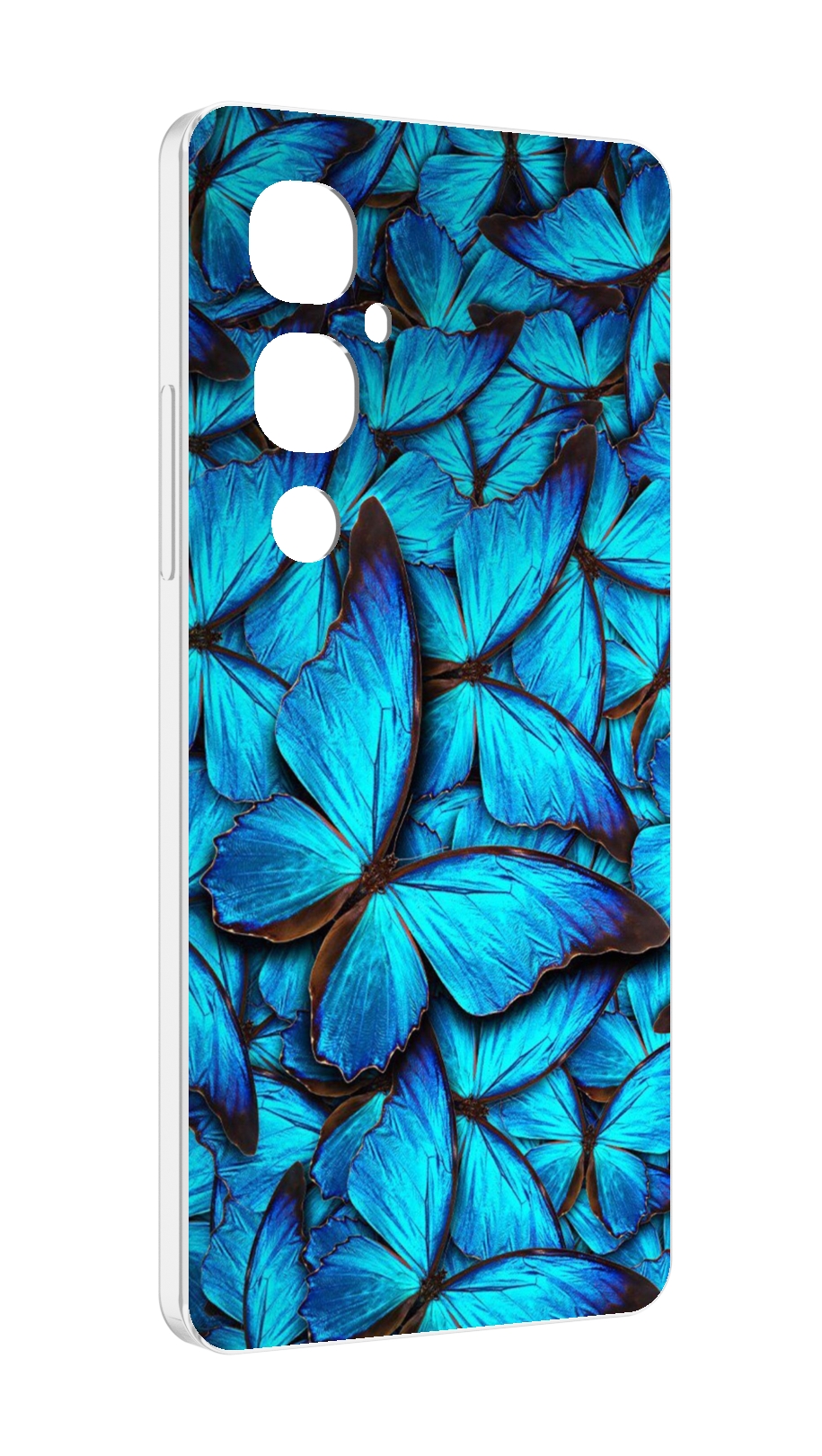 

Чехол MyPads бирюзовые бабочки для Tecno Pova 4 Pro, Прозрачный, Tocco