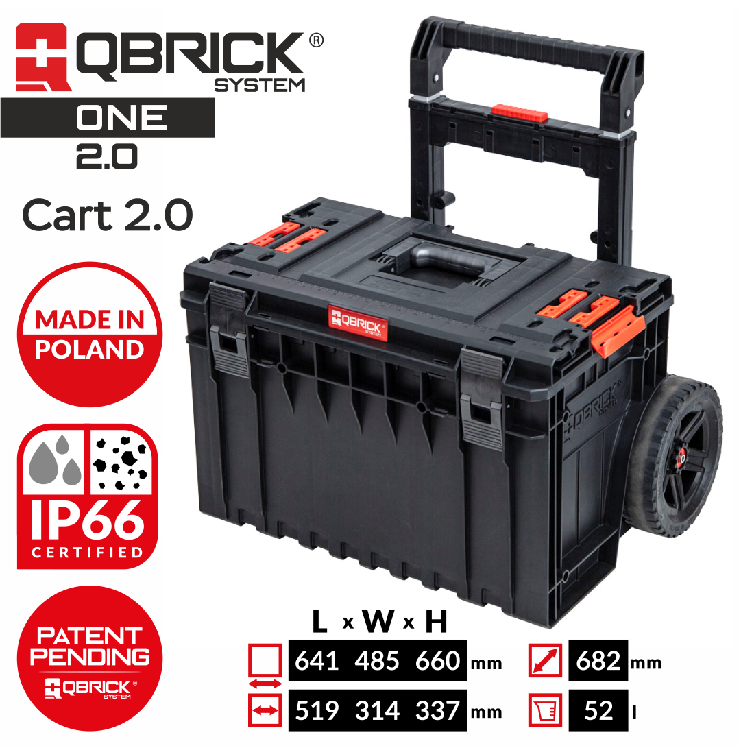 Тележка с ящиком для инструментов QBRICK SYSTEM ONE Cart 2.0 Vario 600016565464 красный,  черный