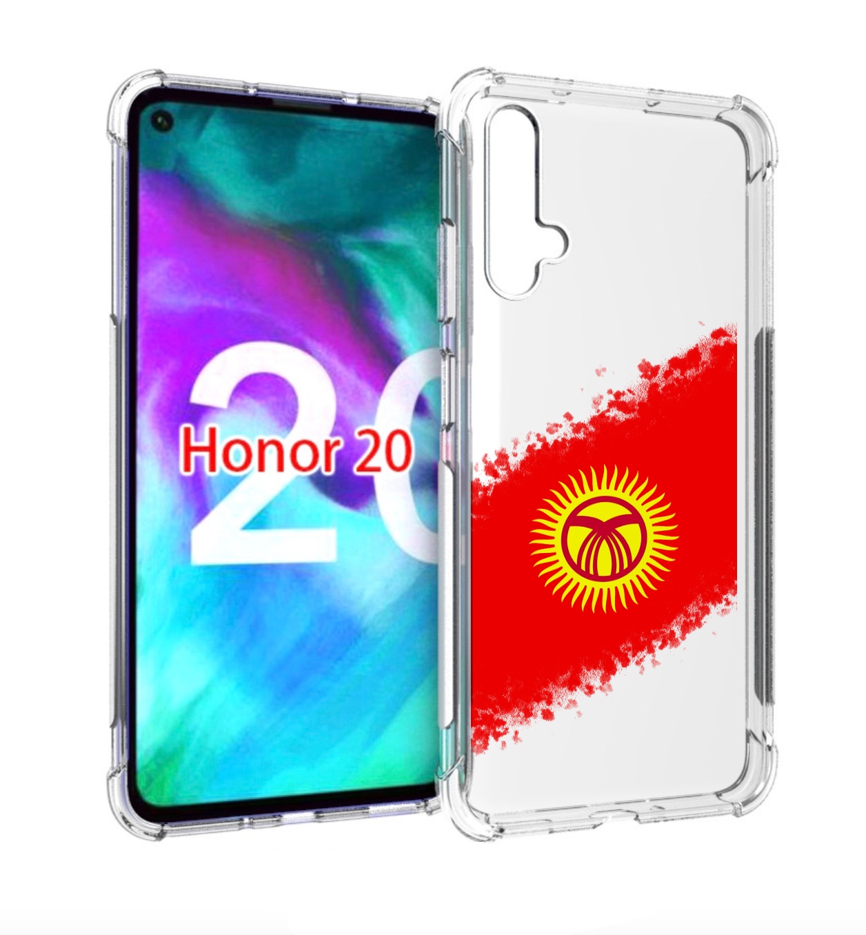 Чехол бампер MyPads флаг Киргизии для Honor 20