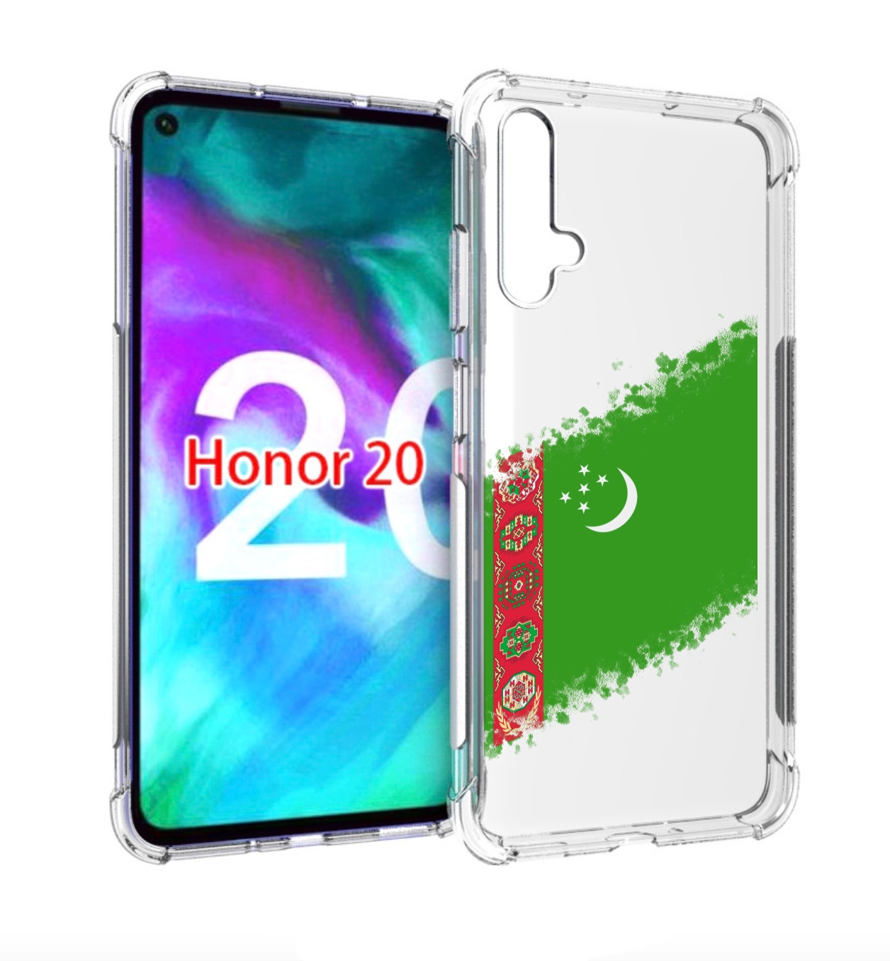 

Чехол бампер MyPads флаг герб Туркменистан-1 для Honor 20, Прозрачный, Tocco