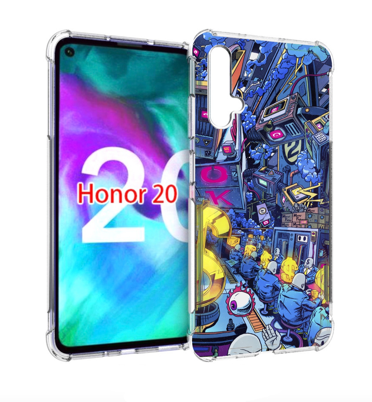 

Чехол бампер MyPads футуристичная картинка для Honor 20, Прозрачный, Tocco