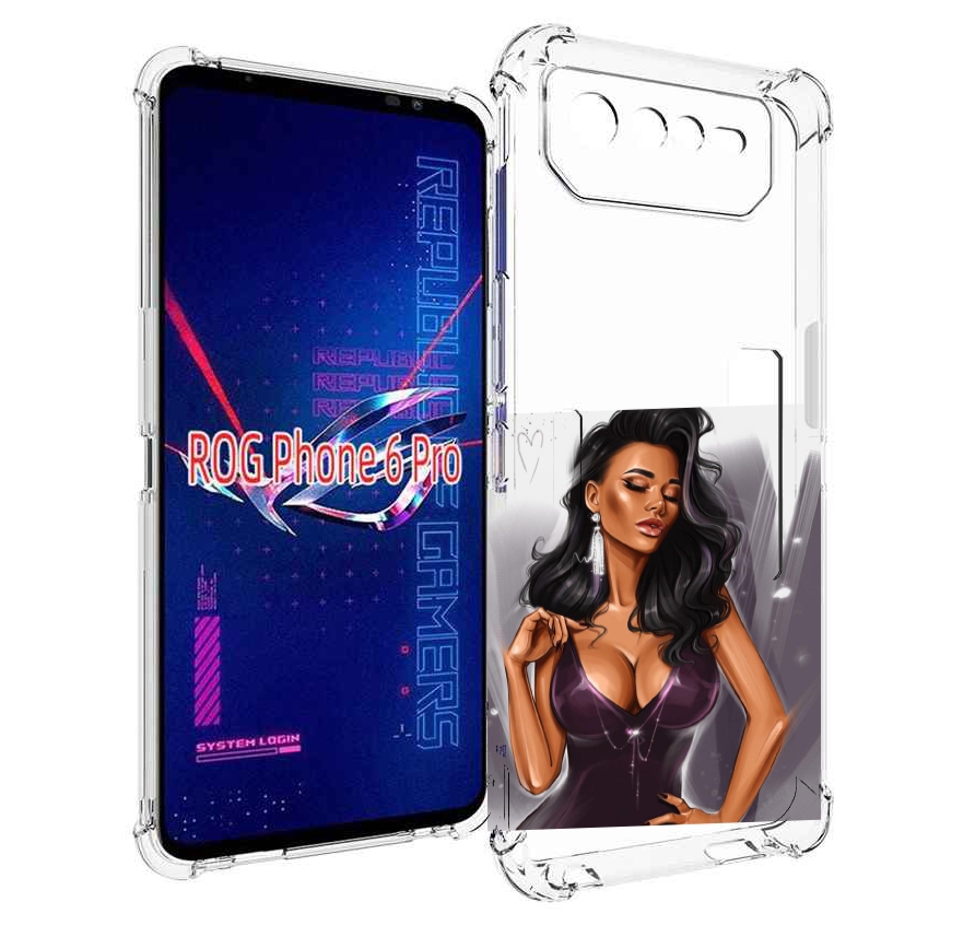 

Чехол MyPads нарисованная-девушка-в-фиолетовом-платье женский для Asus ROG Phone 6 Pro, Прозрачный, Tocco