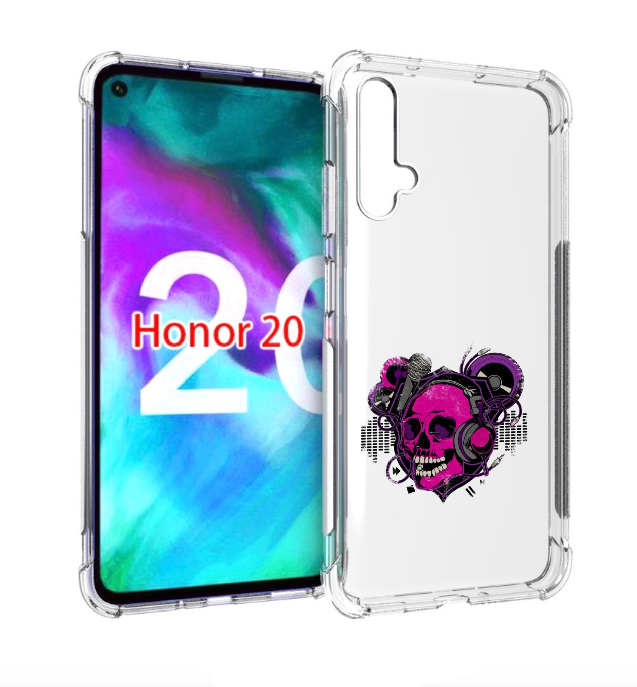

Чехол бампер MyPads череп 1 для Honor 20, Прозрачный, Tocco