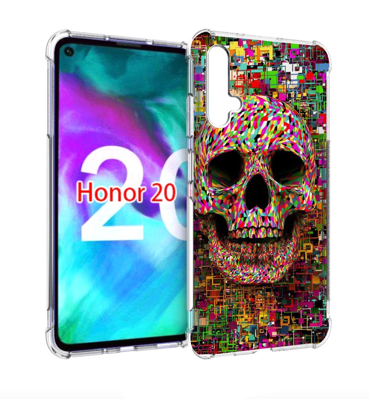 

Чехол бампер MyPads череп красочные цвета для Honor 20 Honor, Прозрачный, Tocco