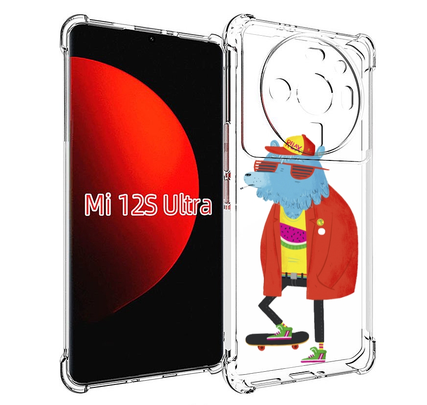 

Чехол MyPads медведь на скейте для Xiaomi 12S Ultra, Прозрачный, Tocco