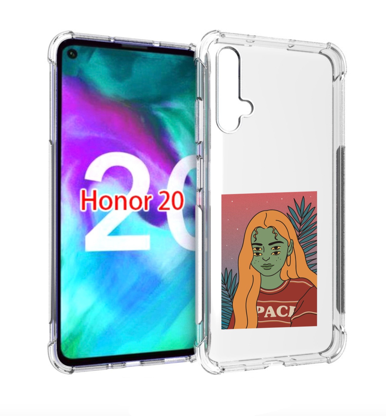 

Чехол бампер MyPads четырехглазая девушка женский для Honor, Прозрачный, Tocco