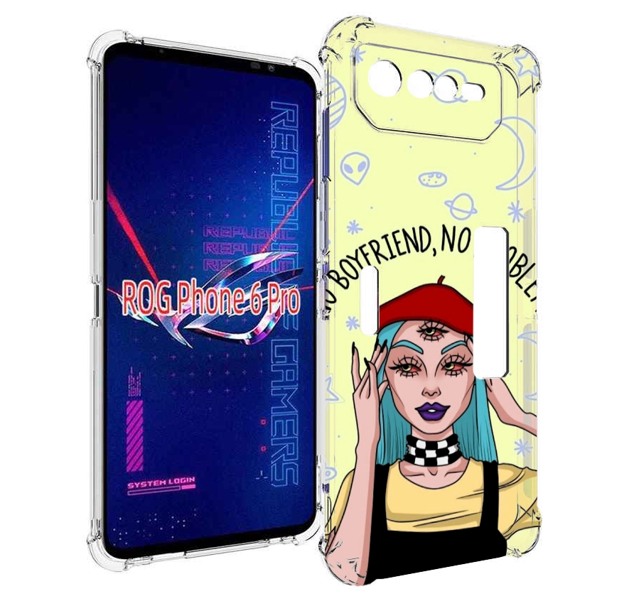 

Чехол MyPads нет-проблем-нет-мужчин женский для Asus ROG Phone 6 Pro, Прозрачный, Tocco