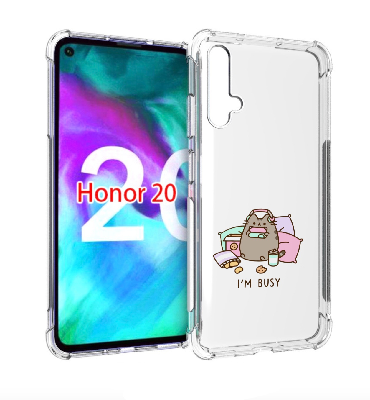 

Чехол бампер MyPads я занятой для Honor 20, Прозрачный, Tocco