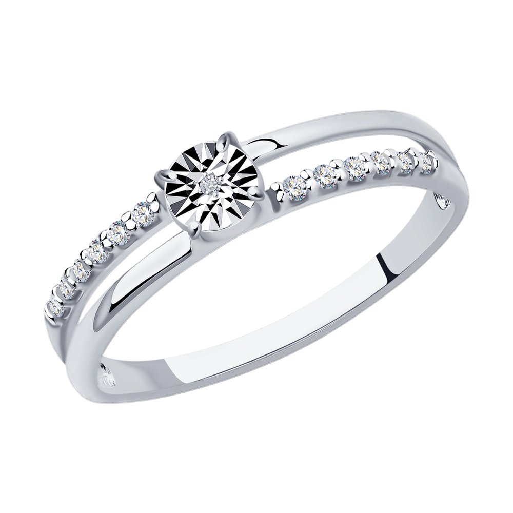 

Кольцо из серебра р.  SOKOLOV 87010066, бриллиант\фианит, 87010066