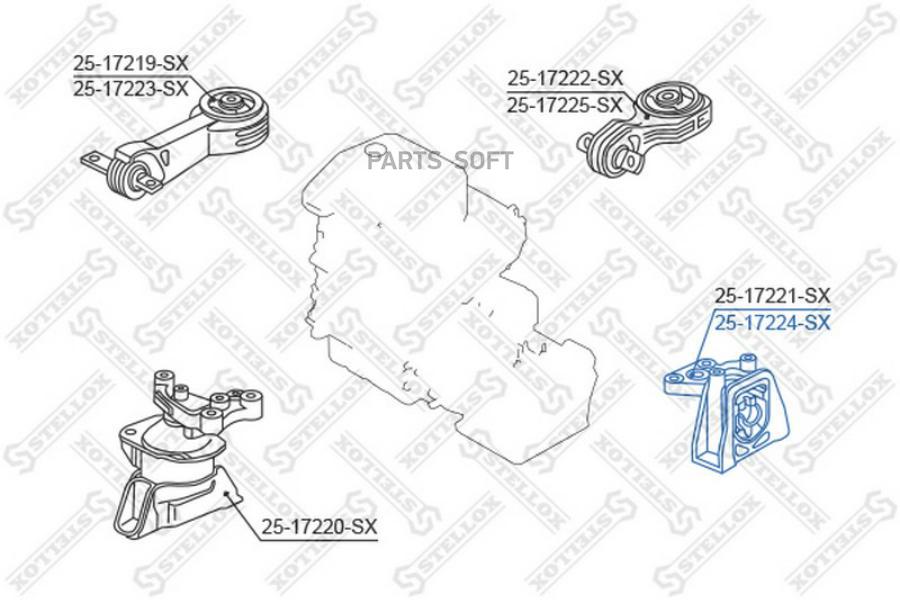 

25-17224-sx_подушка двигателя передняя левая honda civic fd 2006-2012