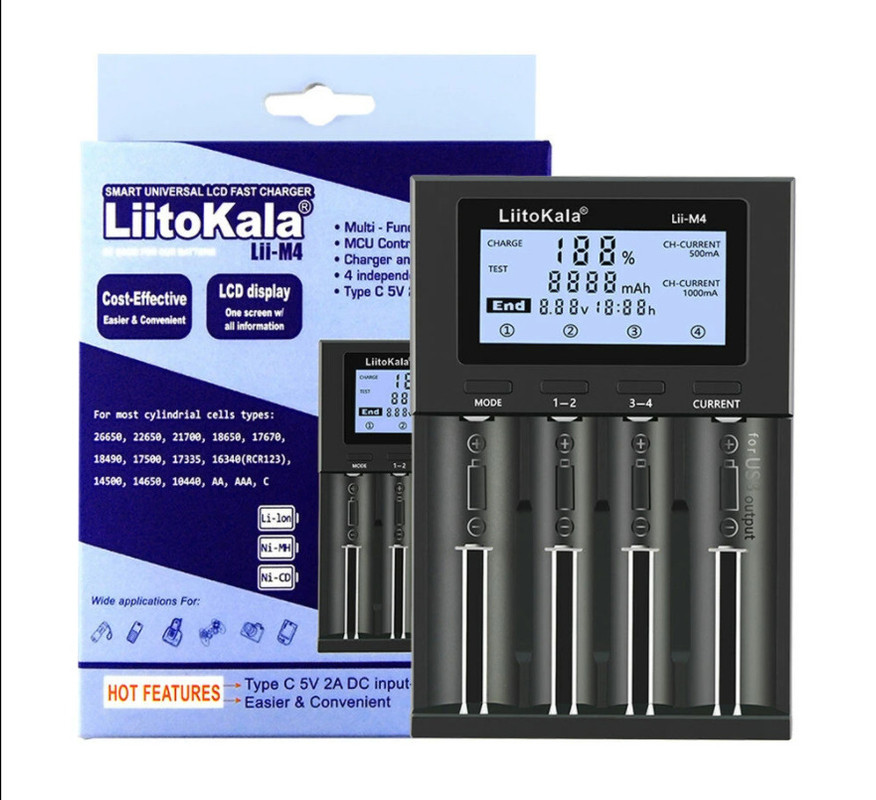 Зарядное устройство LiitoKala Lii-M4 зарядное устройство для аккумуляторной батареи champion