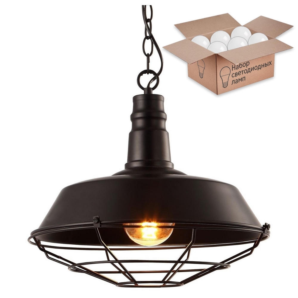 фото Светильник с лампочкой arte lamp ferrico a9183sp-1bk+lamps