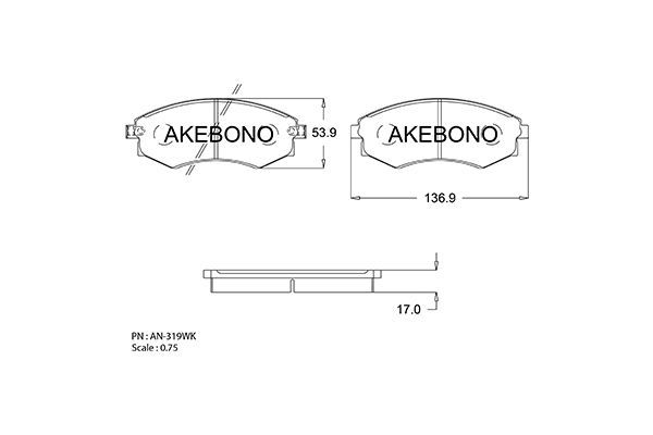 

Тормозные колодки Akebono дисковые An319Wk