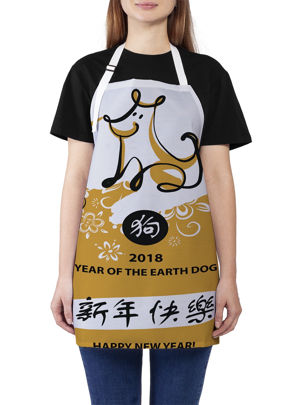фото Фартук женский joyarty для готовки "японский год собаки", универсальный размер