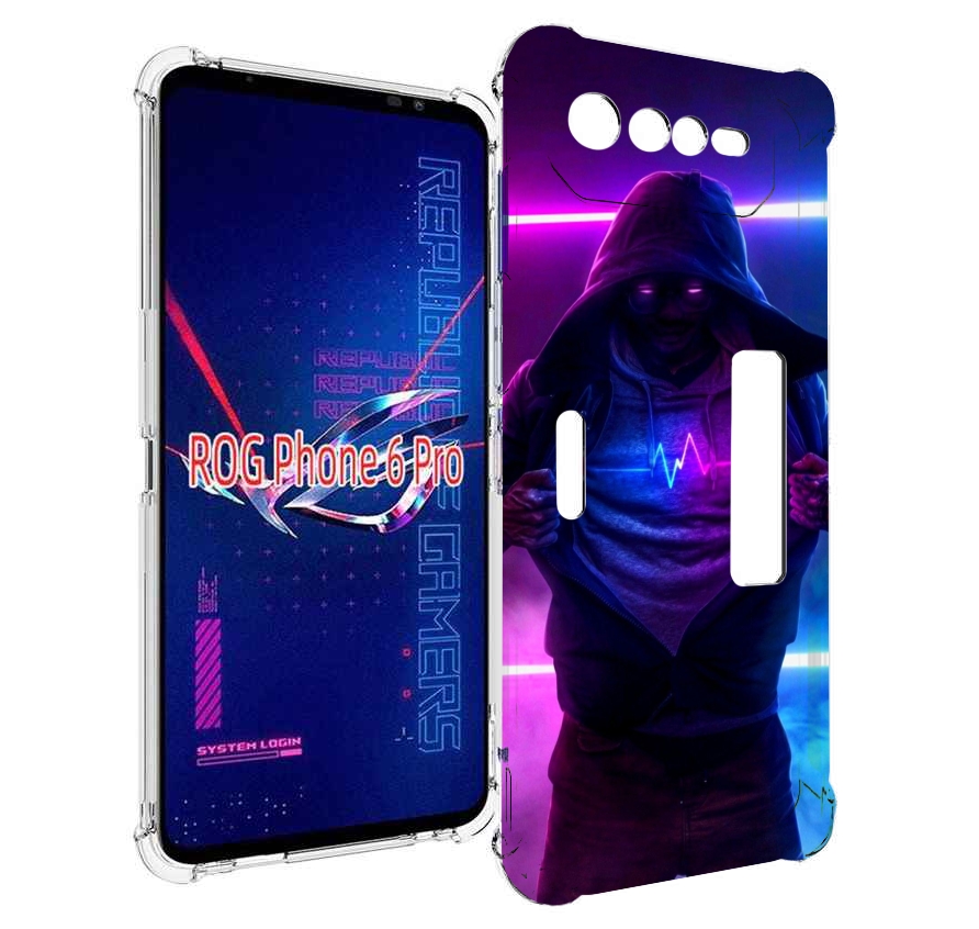 

Чехол MyPads парень в капюшоне неоновый для Asus ROG Phone 6 Pro, Прозрачный, Tocco