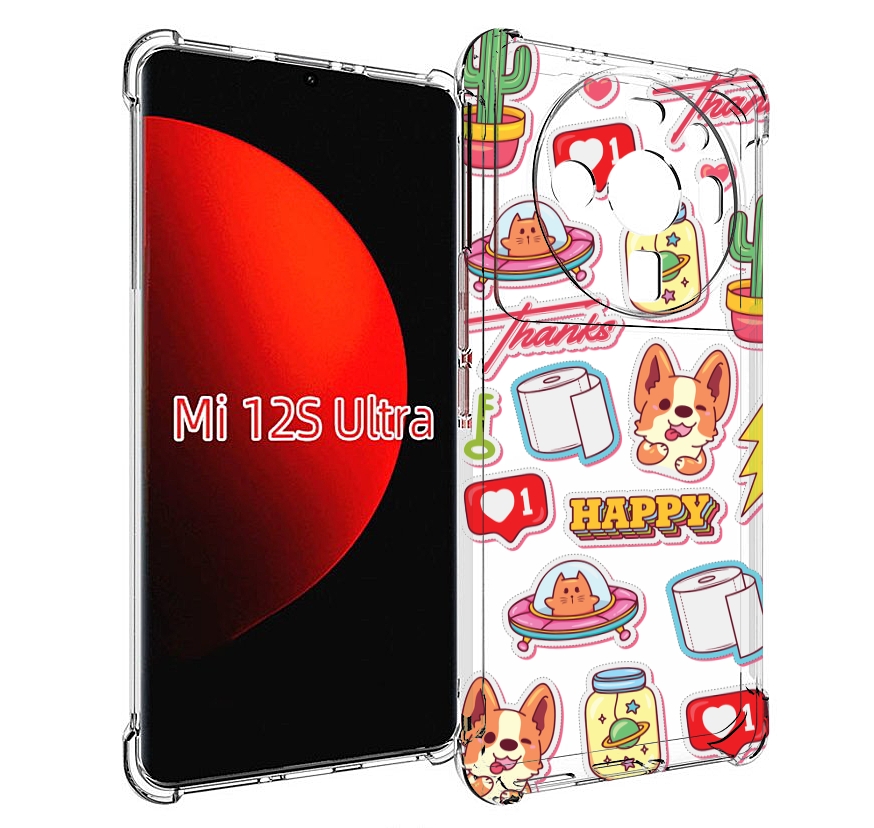 

Чехол MyPads милые-стикеры-корги для Xiaomi 12S Ultra, Прозрачный, Tocco