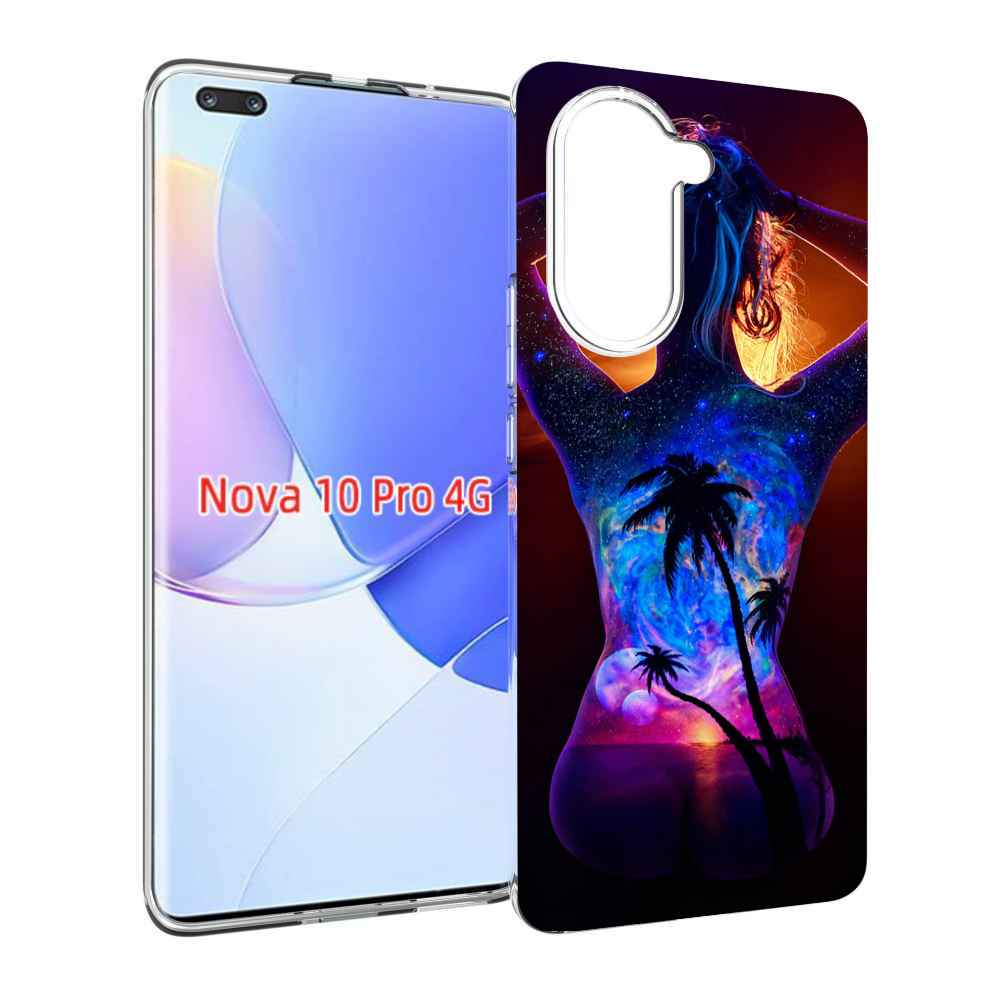 Чехол MyPads Девушка-и-пальмы женский для Huawei Nova 10 Pro противоударный