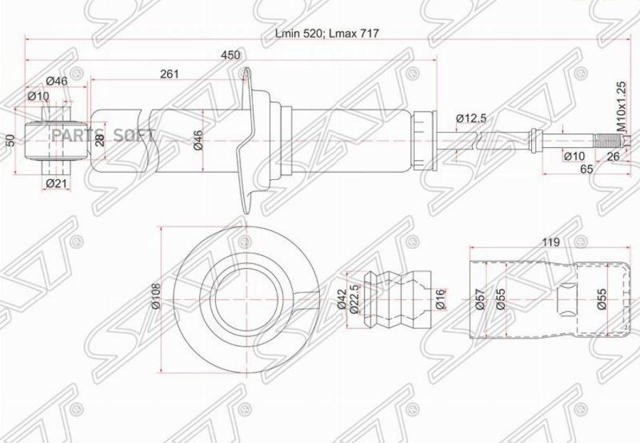 

SAT Стойка задняя HONDA ACCORD/WAGON 97-03 LH=RH