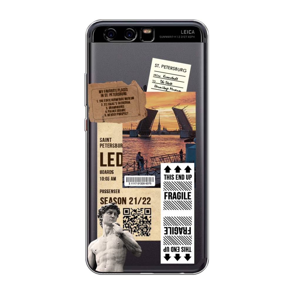 

Чехол для Huawei P10 "Санкт-Петербург коллаж", Коричневый;бежевый;белый, 62250-6