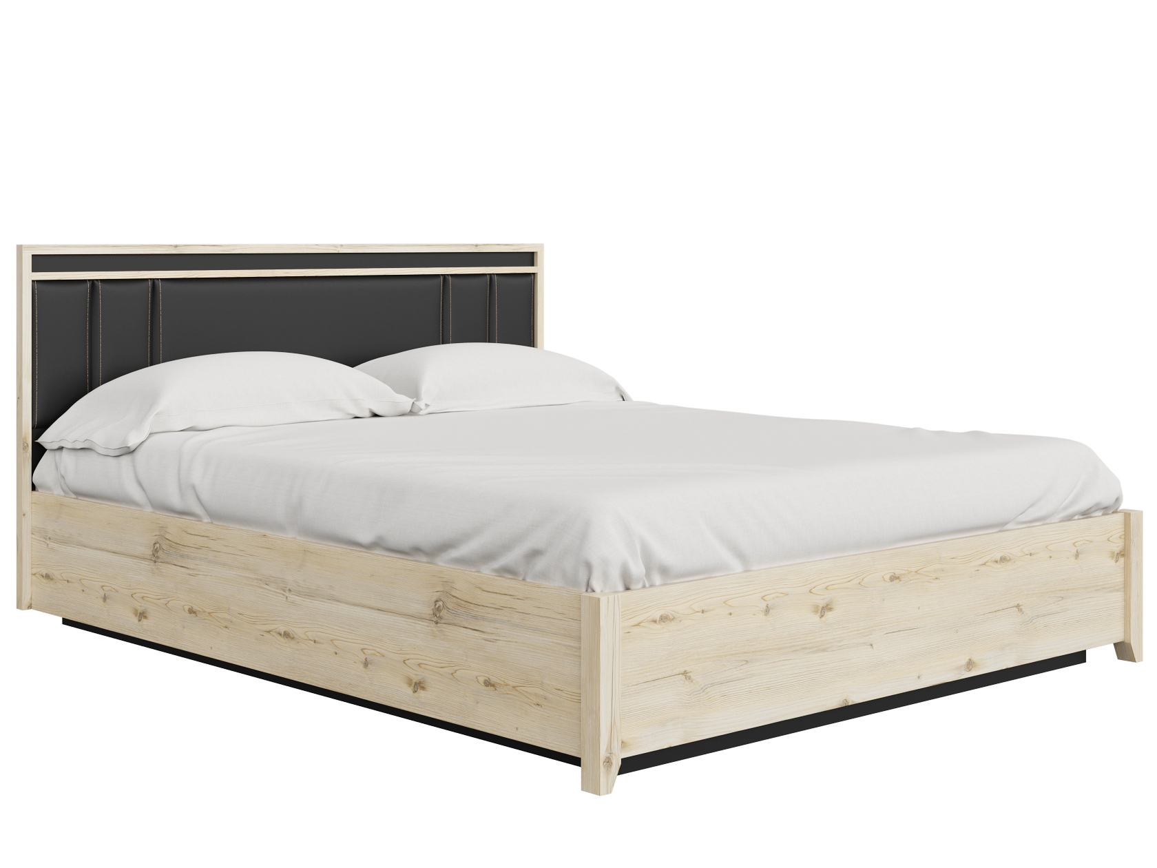 

Двуспальная кровать Натура Гаскон Пайн / Черный, экокожа, 180х200 см, С деревянным основа