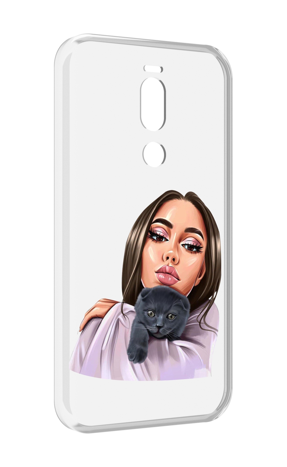 

Чехол Mypads Нарисованная-Девушка-С-Котом Женский Для Meizu X8, Прозрачный, Tocco