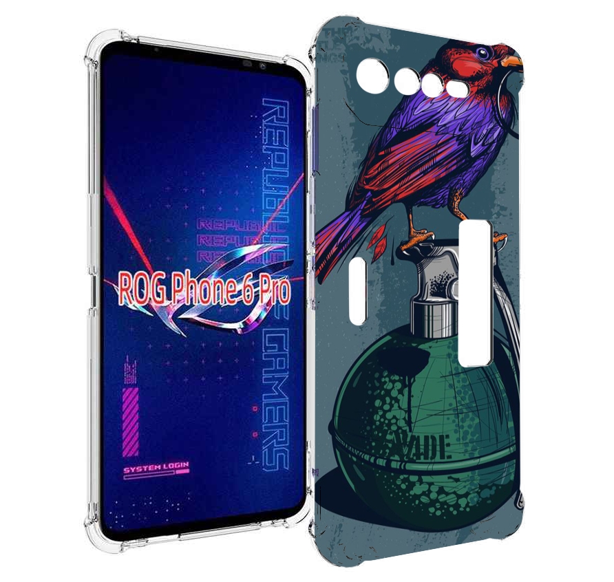 

Чехол MyPads птица с гранатой для Asus ROG Phone 6 Pro, Прозрачный, Tocco