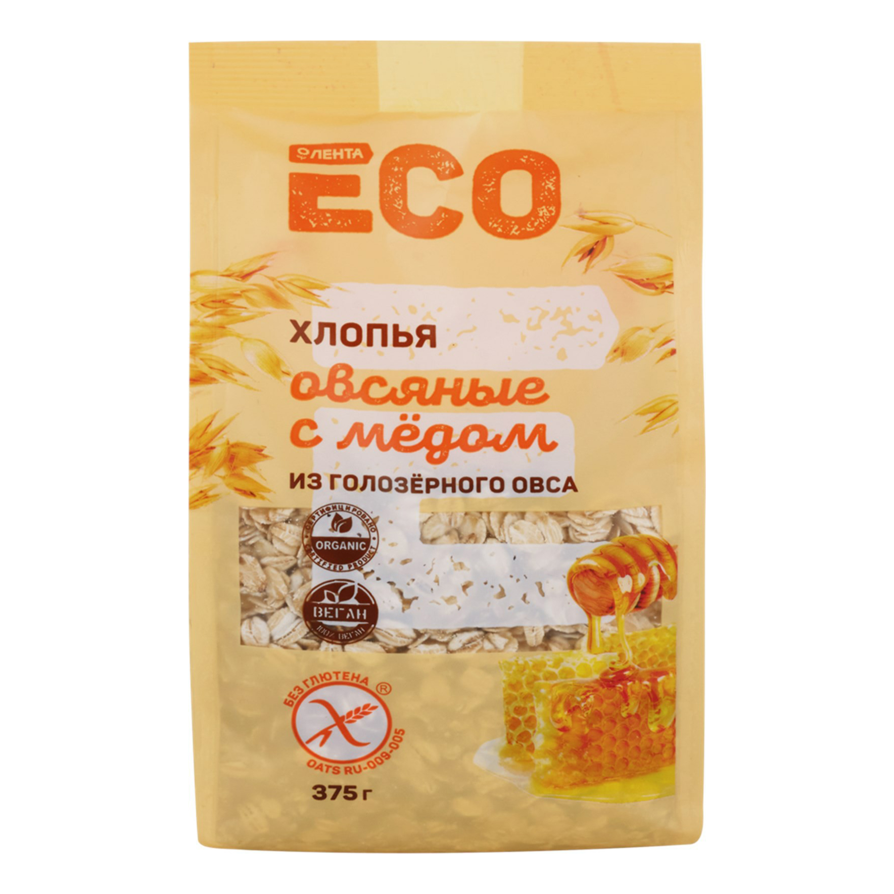 Хлопья Лента Eco овсяные с медом 375 г