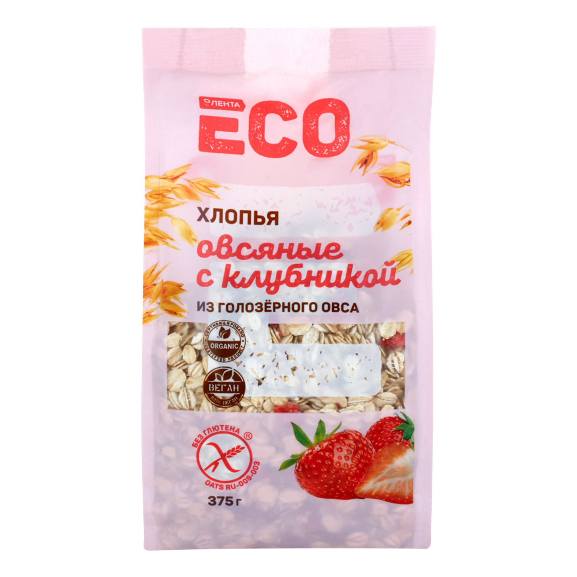 Хлопья Лента Eco овсяные с клубникой 375 г