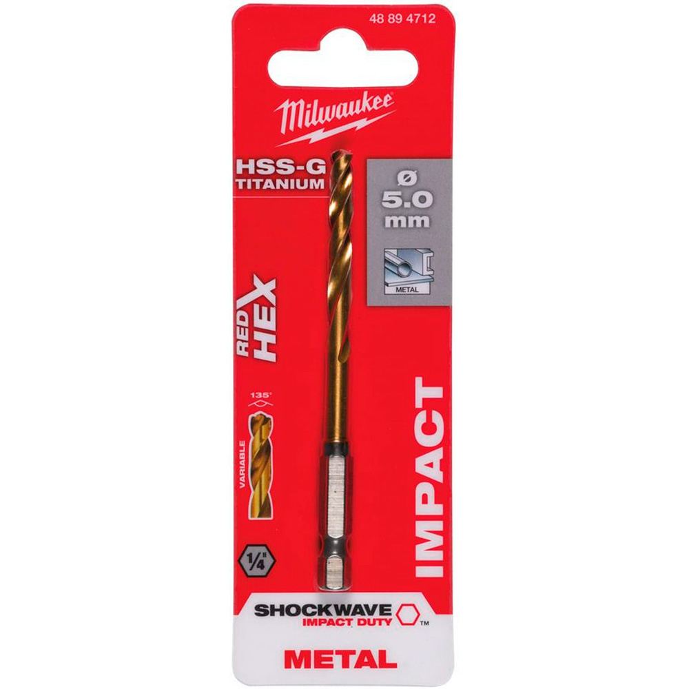 Сверло по металлу Milwaukee RedHEX HSS-G TiN 5мм сверло по металлу milwaukee redhex hss g tin 3 3 мм