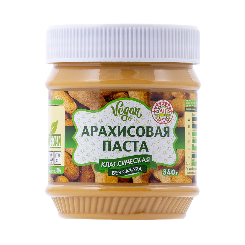 Арахисовая паста Азбука продуктов классическая без сахара 340 г Азбука Продуктов