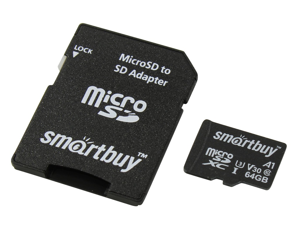 Карта памяти SmartBuy MicroSDHC U3 SB64GBSDU1A-AD