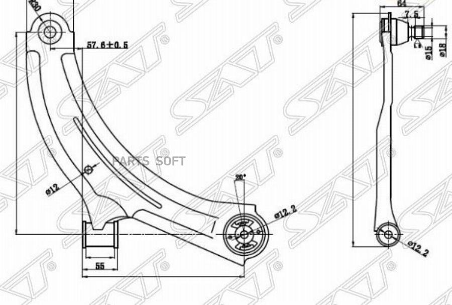 

SAT Рычаг нижний с шаров. NISSAN BLUEBIRD SYLPHY/CUBE/VANETTE/TIIDA/LATIO/WINGROAD 05- RH