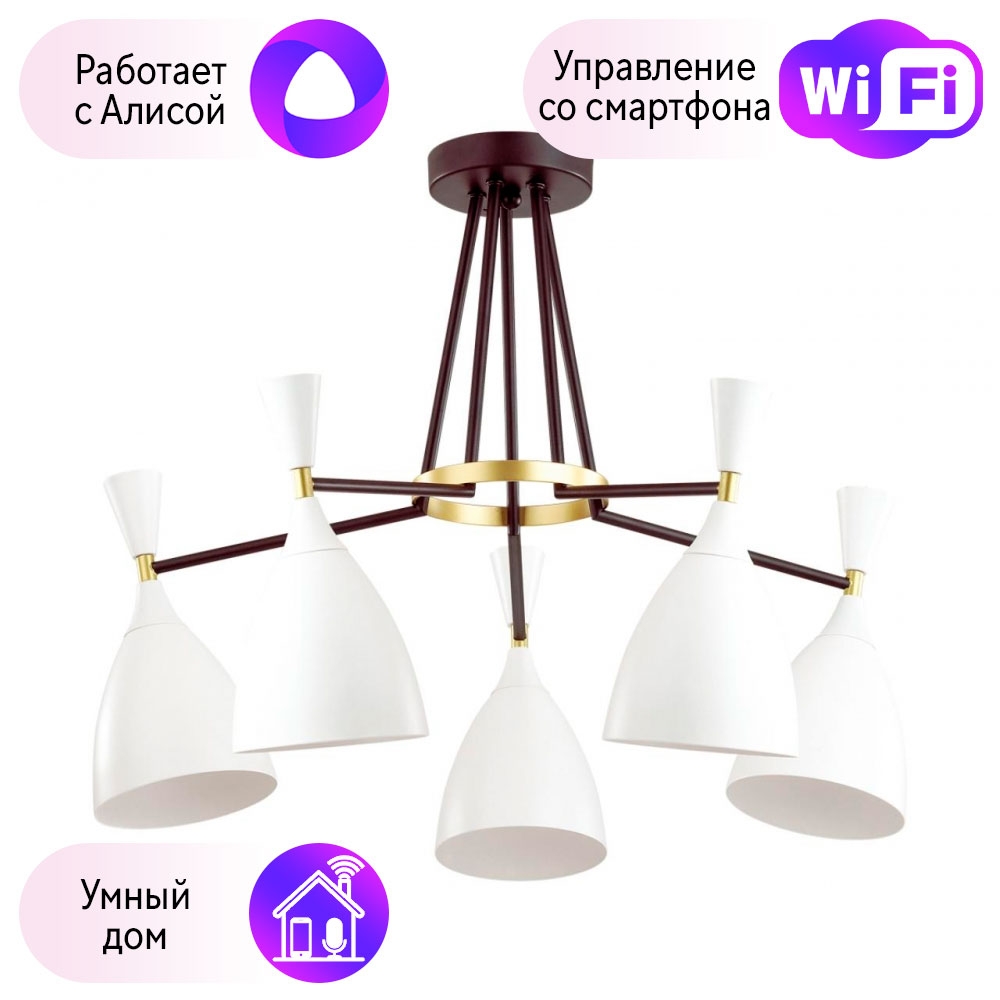 

Люстра на штанге Combo Lustr 4494/5C-A Lumion Oliver с поддержкой Алиса