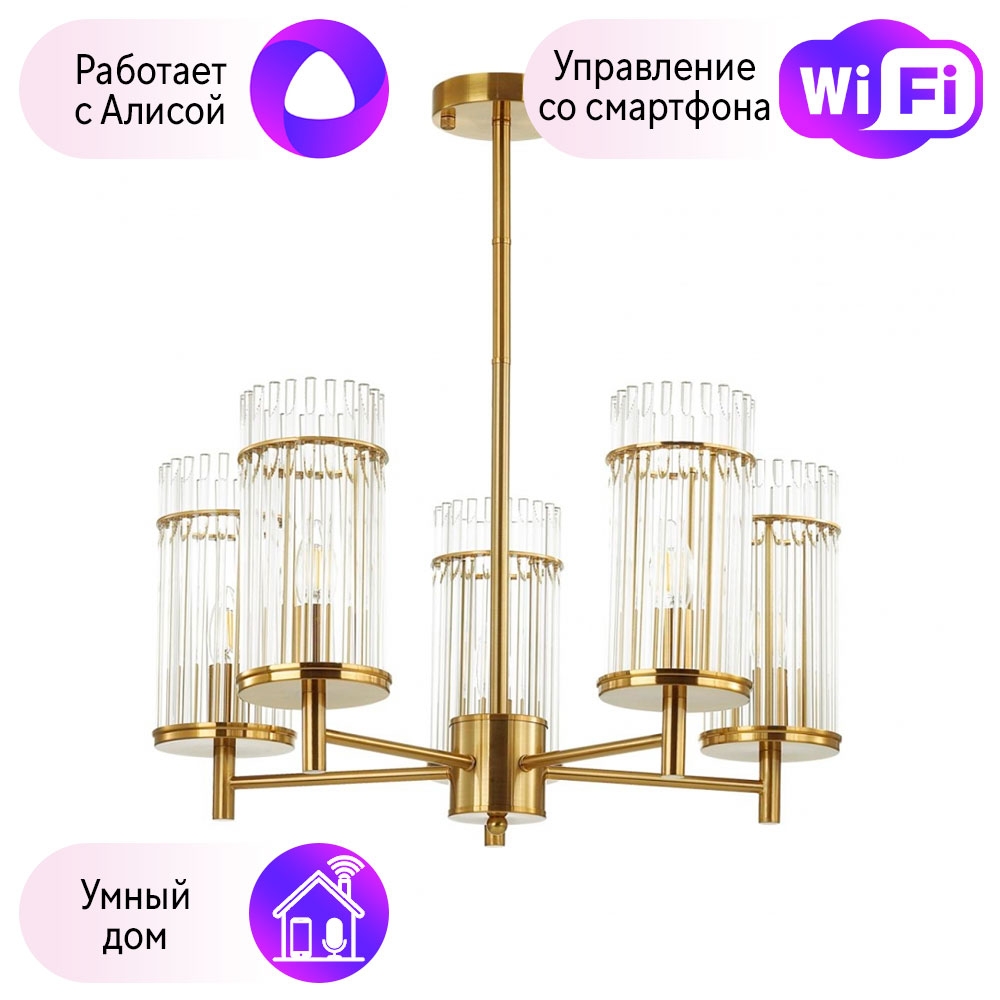 

Люстра на штанге Combo Lustr 4809/5-A Odeon Light Formia с поддержкой Алиса