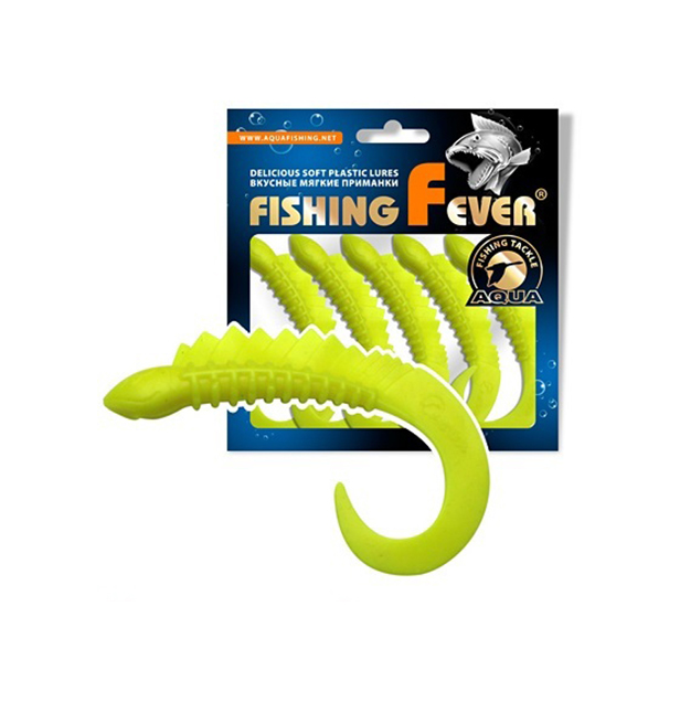 Твистер AQUA FishingFever REAL, 6,5cm, 2,5g, 5 шт, 011 (зеленоватый лимонник), 1 уп.