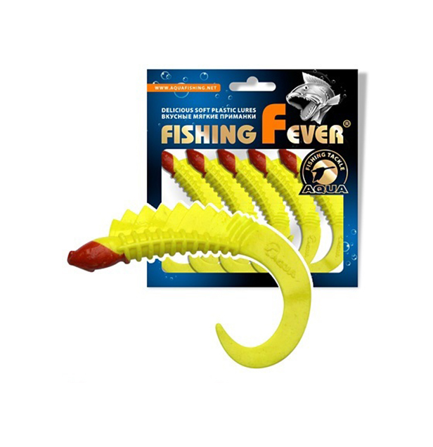 Твистер AQUA FishingFever REAL, 6,5cm, 2,5g, 5 шт, WH14 (желто-красн.), 1 уп.
