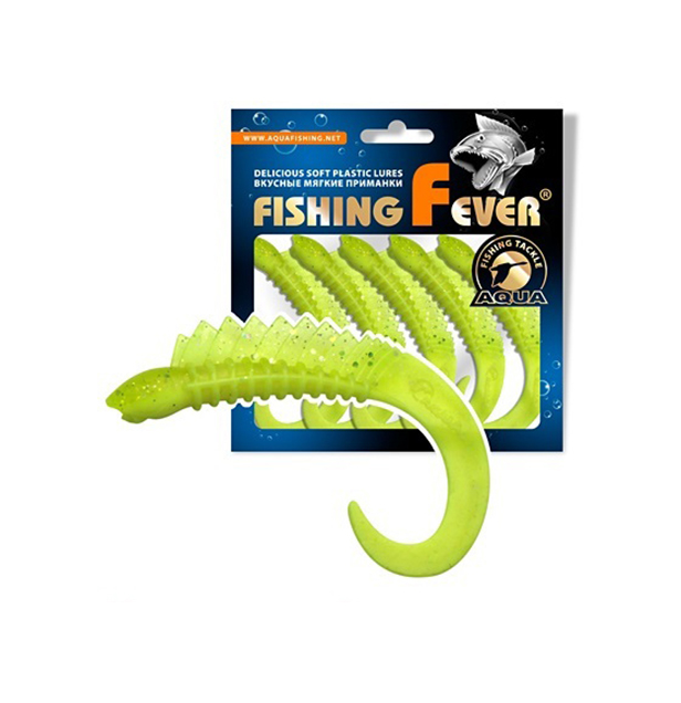 

Твистер AQUA FishingFever REAL, 6,5cm, 2,5g, 5шт, 12NAM (желтый лимонник с блест.), 1 уп., Зеленый, Fishing Fever Real