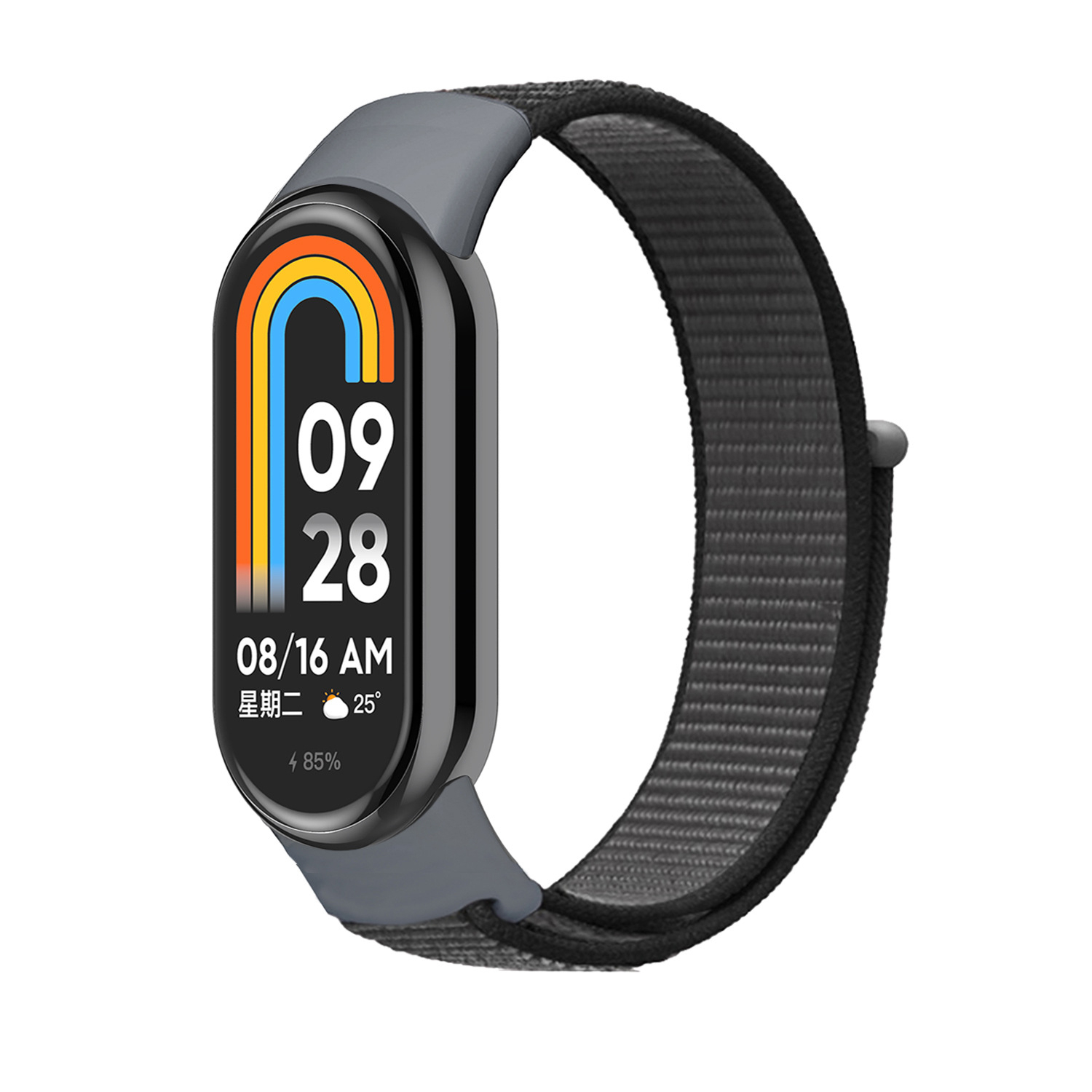 Ремешок с нейлоновой петлей на липучке для Xiaomi Mi Band 8, железно серый