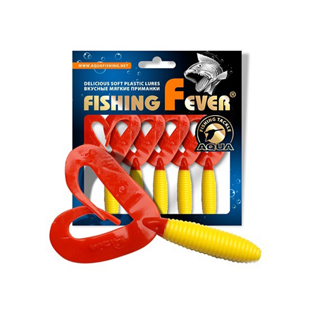 

Твистер AQUA FishingFever TWIX, 4,5cm, 1,0g, 10 шт, 052 (желто-красн.), 1 уп., Желтый;красный, Fishing Fever Twix