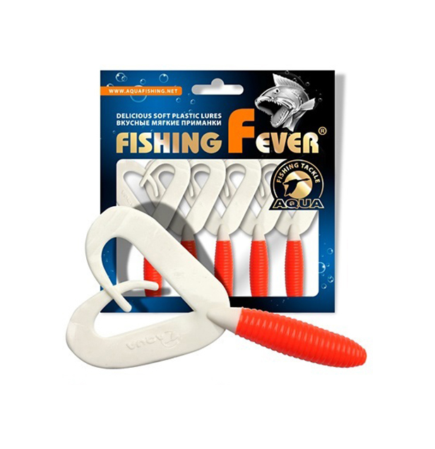 

Твистер AQUA FishingFever TWIX, 4,5cm, 1,0g, 10 шт, 075 (красно-белый), 1 уп., Fishing Fever Twix